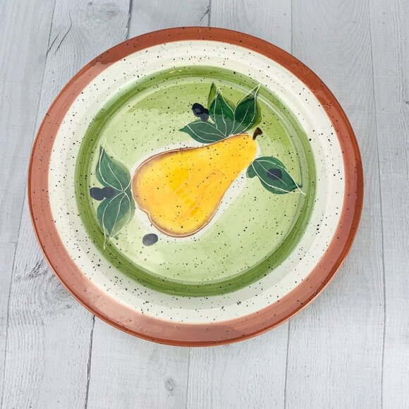 Julie Ueland 1997 FRUITS Center Rust Band Speckled Dinner Plates Set of Four - Picture 6 of 10